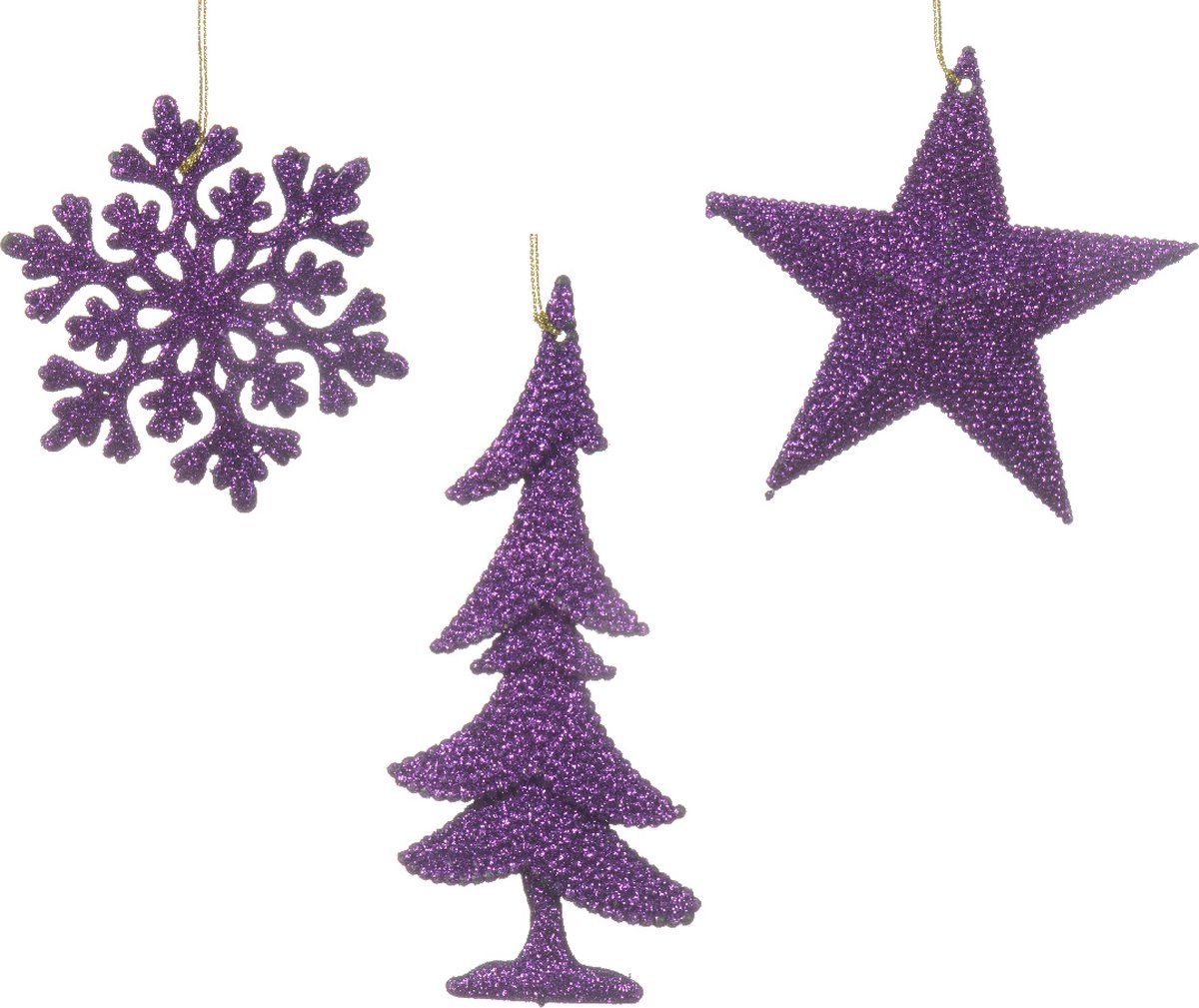 Plastic kersthanger in violet, l0.8b10.5h10.5 cm - Merkloos.