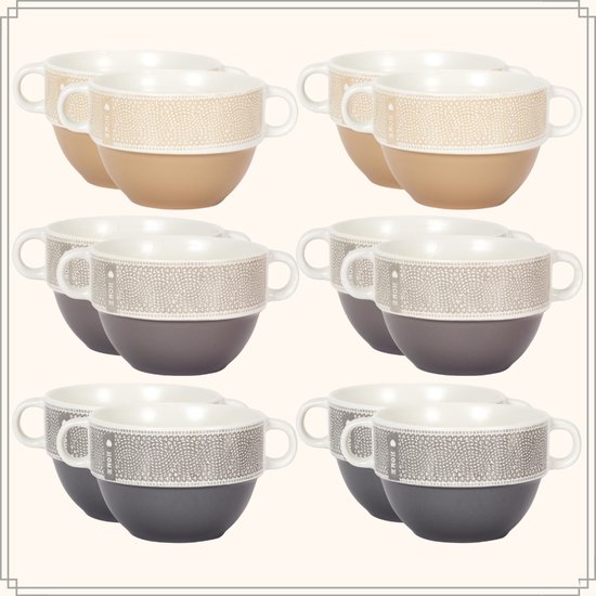 Bellatio Design Soepkommen - Soep van de dag - 13x stuks - multi kleuren - keramiek