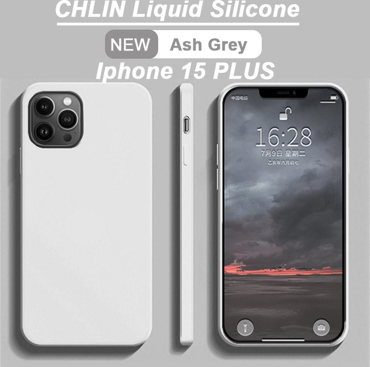 CL CHLIN® Premium Siliconen Case Iphone 15 Plus GRIJS - Iphone 15 Plus hoesje - Iphone 15 Plus case - Iphone 15 Plus hoes - Silicone hoesje - Iphone 15 Plus protection - Iphone 15 Plus protector.