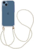 iMoshion Hoesje Geschikt voor iPhone 14 Hoesje Met Koord - iMoshion Backcover met koord + armband - Parels - transparant