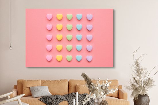 Toile coeurs colorés 2cm 180x120 cm - Tirage photo sur toile (Décoration murale salon / chambre) XXL / Groot format!