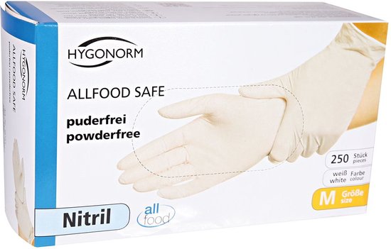 Hygonorm - Gants jetables en nitrile - Wit - 250 pièces - taille L