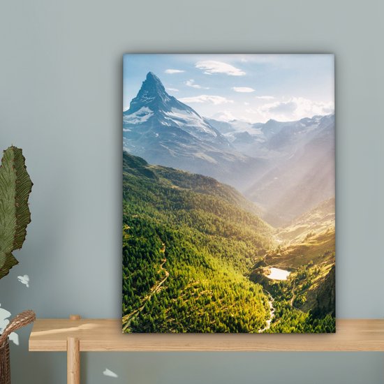 Tableau sur toile Montagnes - Plantes - Paysage - 30x40 cm - Décoration murale