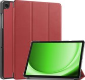 Hoesje Geschikt voor Samsung Galaxy Tab A9 Plus Hoes Case Tablet Hoesje Tri-fold - Hoes Geschikt voor Samsung Tab A9 Plus Hoesje Hard Cover Bookcase Hoes - Donkerrood