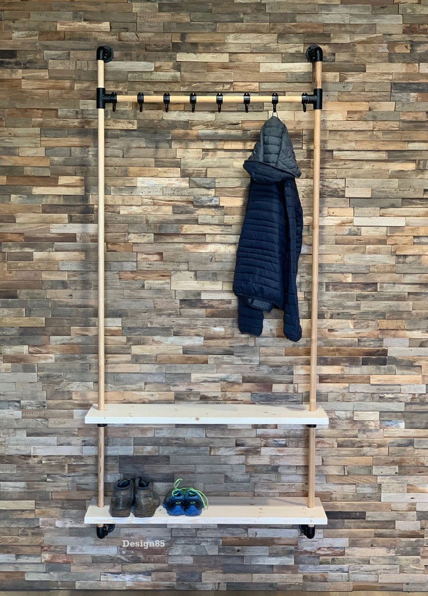 Design85 kapstok hout 100x28x205 cm (bxdxh) onbehandeld hout