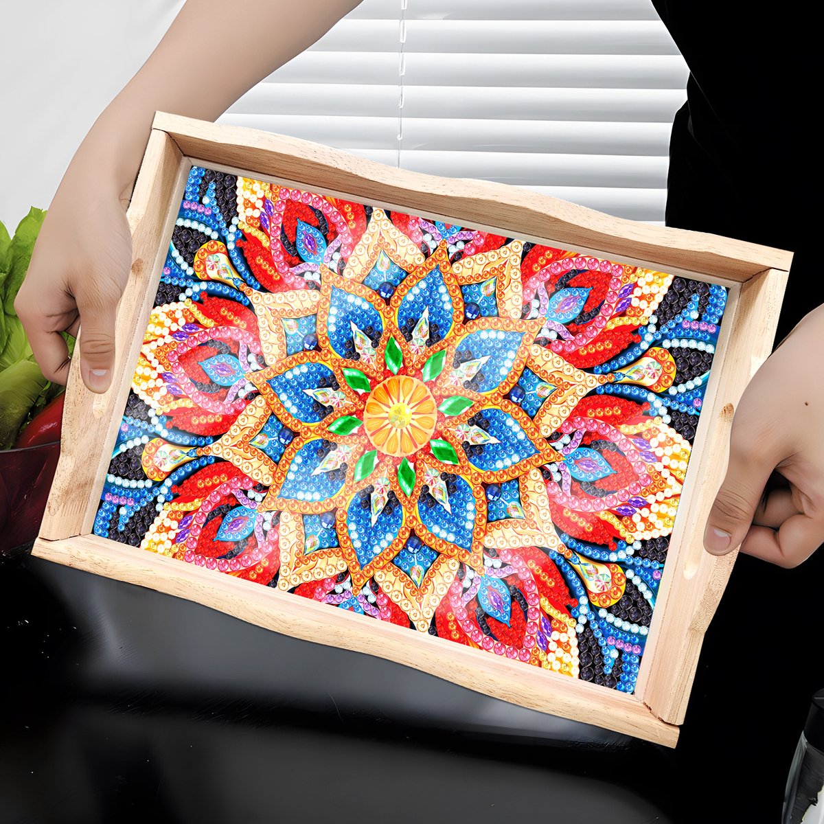 Generic Doe-het-zelf Diamond Painting Dienblad Diamant Art Painting Pallet Handgemaakte Houten Dienblad Dinner Plaat Theeblad Koffieblad Diamant Schilderij Mandala Gift (Pauwl Generic Doe-het-zelf Diamond Painting Dienblad Diamant Art Painting Pallet Handgemaakte Houten Dienblad Dinner Plaat Theeblad Koffieblad Diamant Schilderij Mandala Gift (Pauwl
