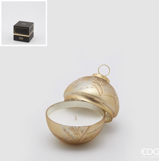EDG - Enzo De Gasperi Glazen kerstbolkaars goud met bladeren D8