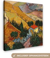 Vincent van Gogh - Landschap met Huis en Ploeger - Vincent - Kunst - Canvas - 90x90 cm - Muurdecoratie