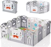 Grondbox baby - Baby Speelbox - 14 Elementen - met Kruipmat Veiligheidshek Inklapbaar - Geschikt voor kinderen van 0-6 jaar - 150x150x60cm - Babypark - Babybox - Kruipbox - Grijs en Wit in de sportschool