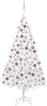 vidaXL - Kunstkerstboom - met - verlichting - en - kerstballen - 210 - cm - PVC - wit