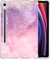 Siliconen Back Case Geschikt voor Samsung Galaxy Tab S9 Tablet Hoes Pink Purple Paint met doorzichte zijkanten
