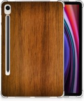 Tablethoesje met Naam Geschikt voor Samsung Galaxy Tab S9 Cover Donker Hout met doorzichte zijkanten