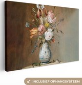 Canvas - Schilderij Oude meesters - Bloemen - Balthasar van der Ast - 120x80 cm - Muurdecoratie - Woonkamer