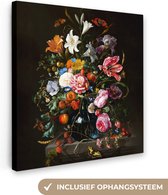 Canvas - Schilderij Oude meesters - Kunst - Vaas met bloemen - Jan Davidsz de Heem - 50x50 cm - Muurdecoratie - Slaapkamer