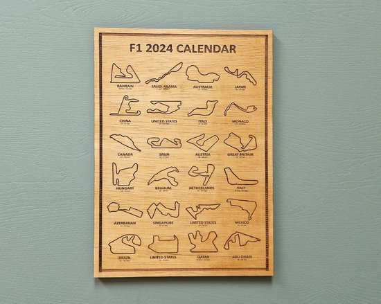 Houten Formula 1 Kalender 2024
