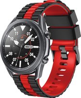 Siliconen horlogeband Huawei Gt Runner Samsung Gear Sr Frontier- 22mm - army zwart/rood