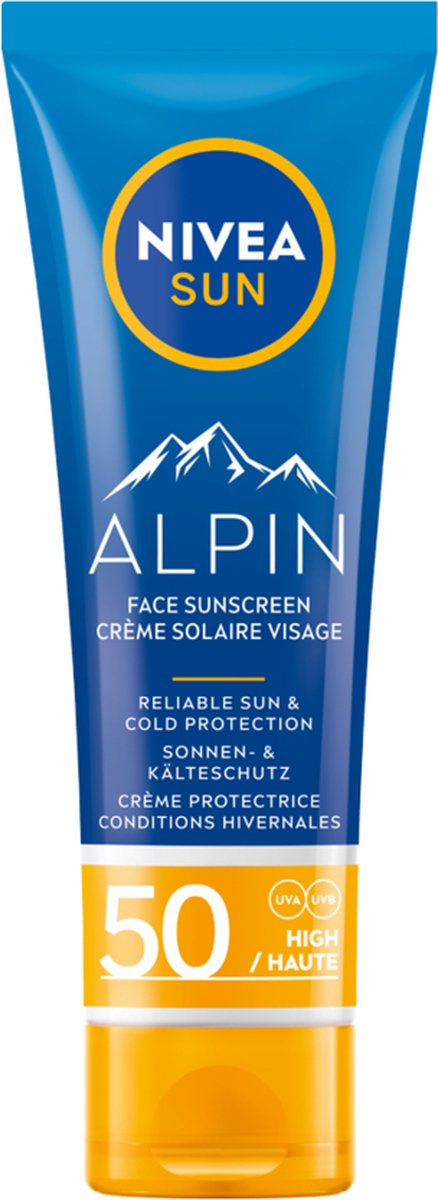 NIVEA SUN Face Alpin Zonnebrand Crème - SPF 50+ - Wintersport - Ski - Voor het gezicht - Beschermt tegen UVA/UVB en de kou - 50 ml - NIVEA