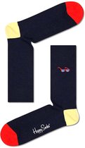 Happy Socks Ribbed Embroidery Sunny Days Sock - zwart met zonnebril - Unisex - Maat: 36-40