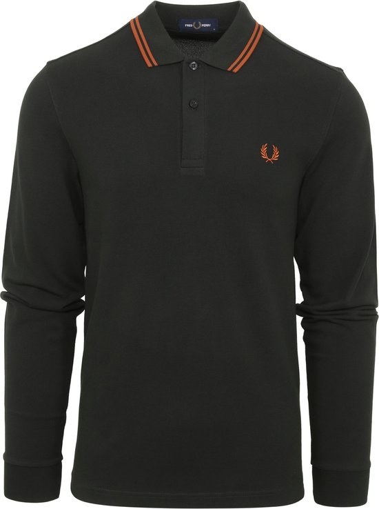 Fred Perry - Donkergroen Lange Mouwen Polo - Slim-fit - Heren Poloshirt
