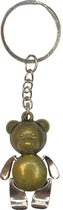 Sleutelhanger beer - Knuffel dier - Luxe teddybeer - Knuffelbeer - Schattig - Beweegbaar - RVS beertje - 4.5 cm - Metaal - Goud