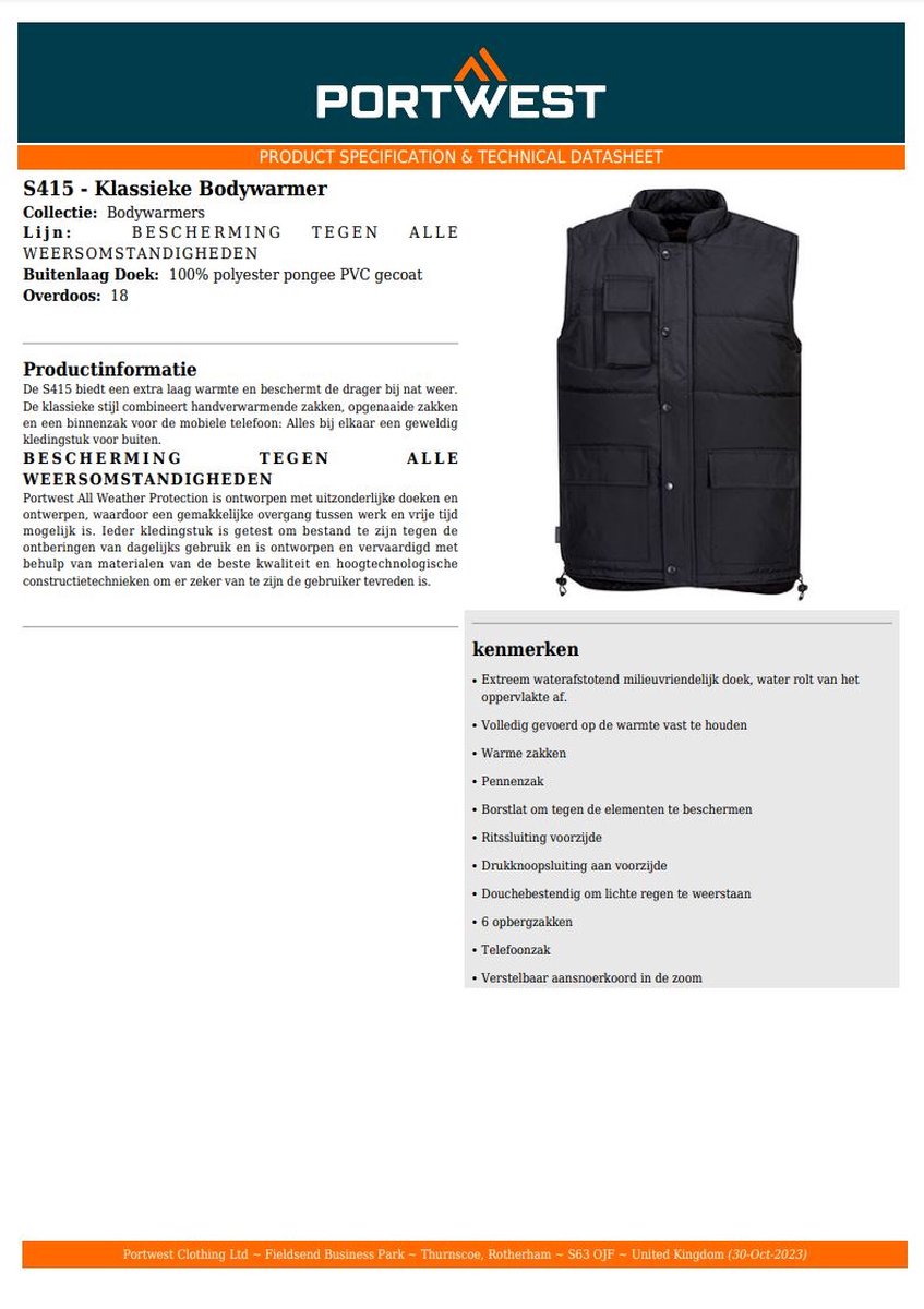 Bodywarmer réversible en Polaire et Ripstop S418 Noir - Portwest - Taille XL | Leroy Merlin