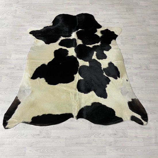 Lederstore Koeienhuid zwart creme 210x195cm M/L