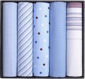 Suitable Zakdoeken 5-Pack Dessin Light Blue - Katoenen - Cadeauverpakking