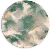 WallCircle - Wandcirkel 140x140 - Kunst - Verf - Groen - Beige - Abstract - Ronde schilderijen woonkamer - Wandbord rond - Muurdecoratie cirkel - Kamer decoratie binnen - Wanddecoratie muurcirkel - Woonaccessoires