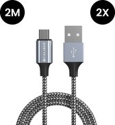 2 x USB-C Kabels - USB C naar USB A - 2 meter - 2 stuks in verpakking - Sterke Nylon oplaadkabel (CL-UC2-2PACK)