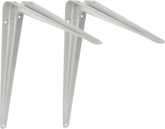 AMIG Support d'étagère/support d'étagère en métal - laqué argent - H400 x L350 mm