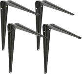 AMIG Support d'étagère/support d'étagère en métal - 4x - peint en noir - H350 x L300 mm