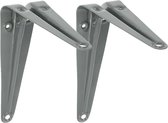 AMIG Plankdrager/planksteun van metaal - 2x - gelakt grijs - 150 x 125 mm