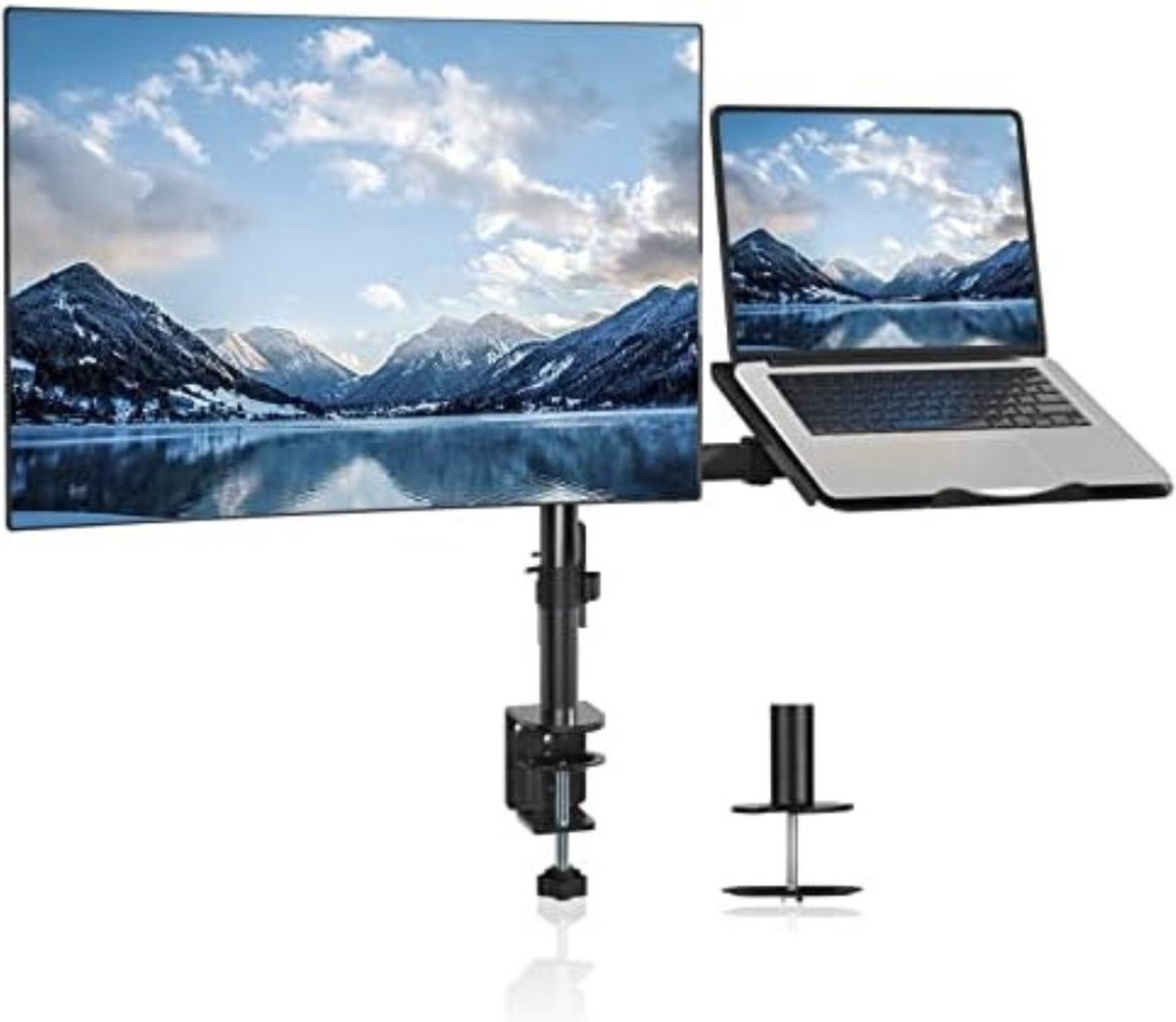 Monitor Arm Laptop - Laptop Arm Standaard - 13 tot 27 Inch LCD LED-scherm en tot 17 Inch Notebook - Zwart
