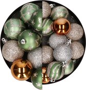 Boules de Noël Atmosphera - 27x pcs - champagne/ocre/vert clair - 4 et 5 cm - plastique