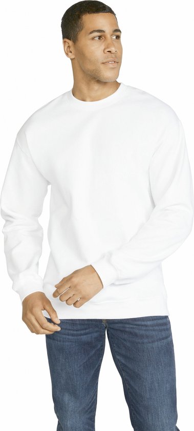 Sweatshirt Unisex L Gildan Ronde hals Lange mouw White 80% Katoen, 20% Polyester