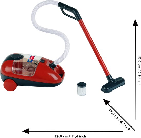 Klein Toys Vileda speelgoedstofzuiger - incl. zuig- en geluidseffecten - 29x17x15 cm - rood zwart - Klein