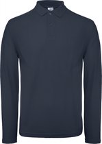 Polo Heren M B&C Kraag met knopen Lange mouw Navy 100% Katoen