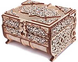 Wood Trick – Modelbouw 3D houten puzzel – Schatkist met swarovski - Treasure box with swarovski (WDTK039) – 192 stuks - Geen lijm noch verf nodig!