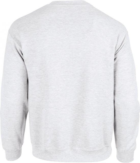 Achterkant van een Gildan sweater in de kleur lichtgrijs gemêleerd, maat XL.