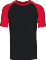 T-shirt Homme M Kariban Col rond Manche courte Noir / Rouge 100% Katoen