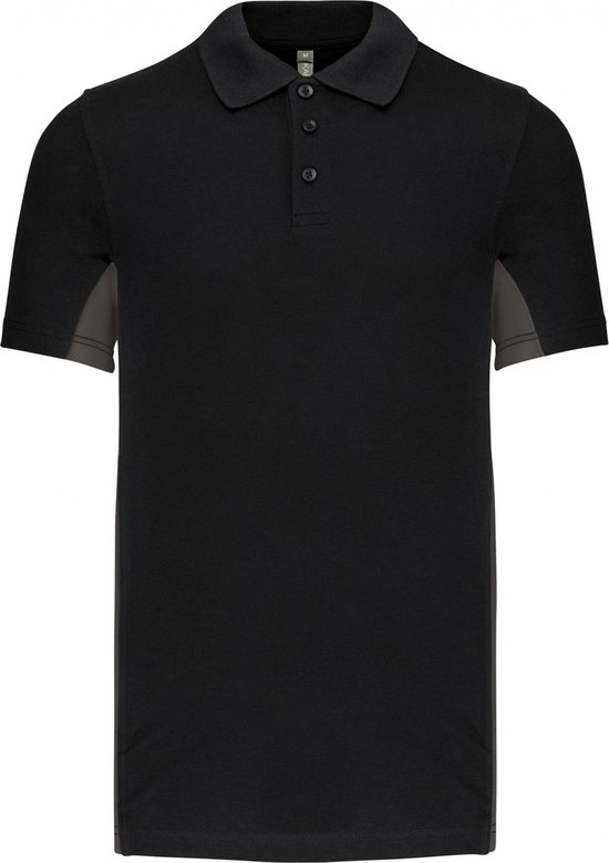 Polo Heren XXL Kariban Kraag met knopen Korte mouw Black / Dark Grey 65% Polyester, 35% Katoen