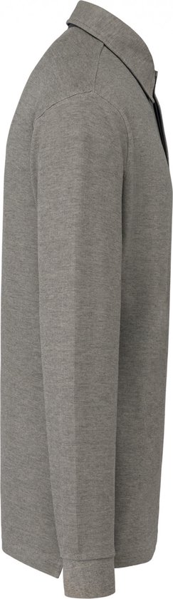 Polo Heren L Kariban Kraag met knopen Lange mouw Stone Grey Heather / Dark Grey 85% Katoen, 15% Viscose