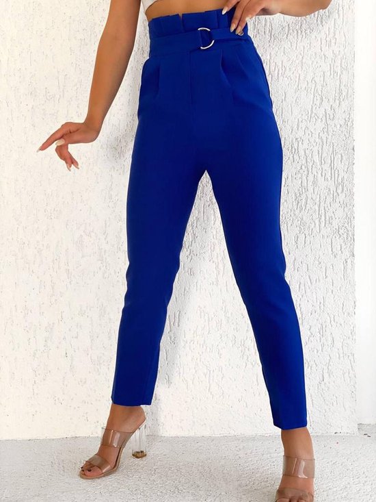 Pantalon taille haute femme | Bleu