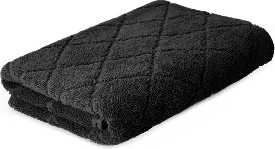 HOMLA Samine handdoek 70x130 cm - 100% katoen 500g/mÃ‚Â² - zeer absorberende, zacht aanvoelende handdoek, sneldrogend, haardoek - zwarte handdoek