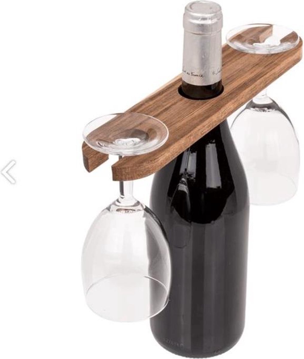 Wijn butler - houten wijnglazen houder voor om flessenhals - glazen dienblad hals wijnfles - kerst cadeau tip — cadeau in Kookcadeaus - foto 3
