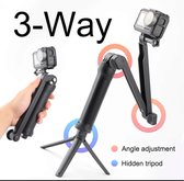 3-way SelfieStick voor GoPro 12 11 10 9 8 - Osmo - Statief - Hand Grip- Monopod - Tripod - Diving Grip -Accessoires voor Gopro Hero 12