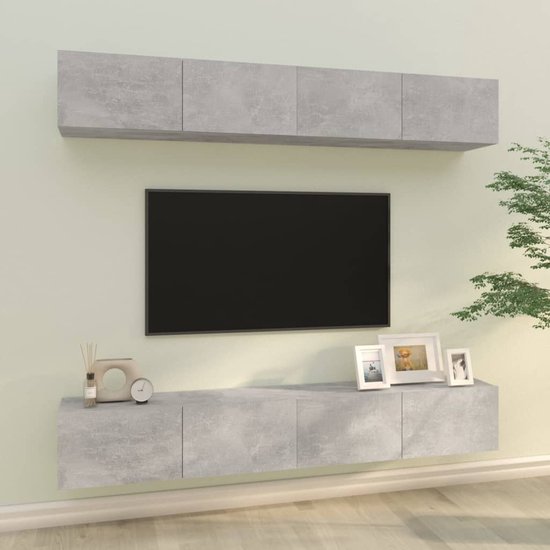 vidaXL TV-wandmeubel - Betongrijs - 100 x 30 x 30 cm - Bewerkt hout - Kast