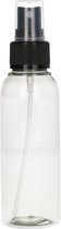 6x 100 ml Ronde fles 100% gerecycled PET transparant met zwarte Spraypomp - Set van 6 Stuks