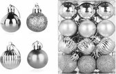 Kerstballen, glas, 4 cm, 24 stuks, kunststof, mat, glans, kerstdecoratie, kerstversiering, kerstboomballen, zilver