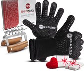Rednas BBQ Handschoenen met Vleesklauwen - Ovenwanten - incl. luxe giftbox - RVS Meat Claws - BBQ Accessoires - Ovenwanten - hittebestendig tot 800°C/ 1472°F